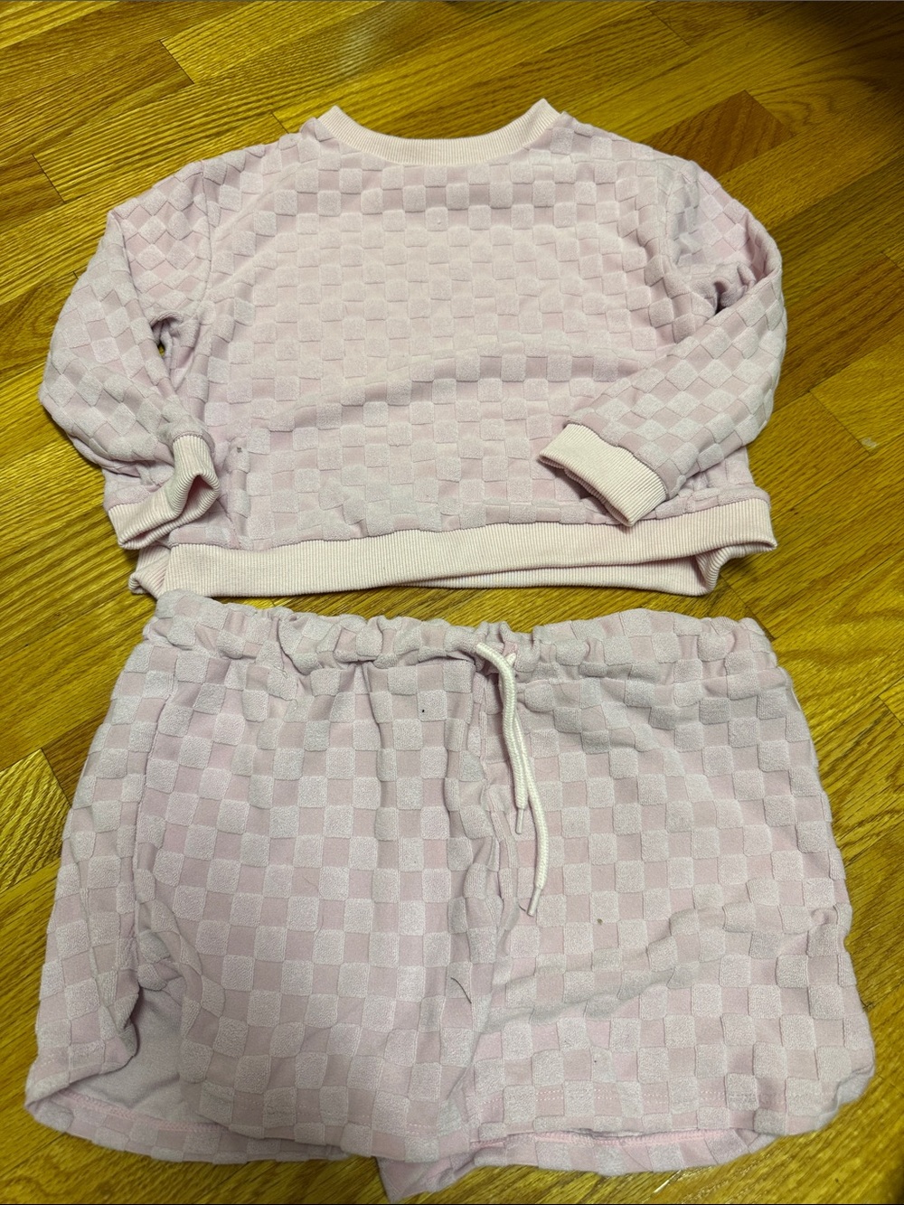 Limeapple Light Pink Checker Knit Set